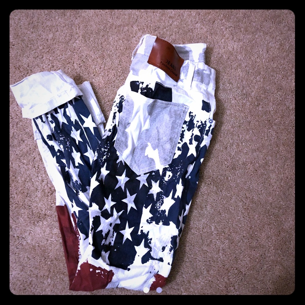 Red white and blue jeans